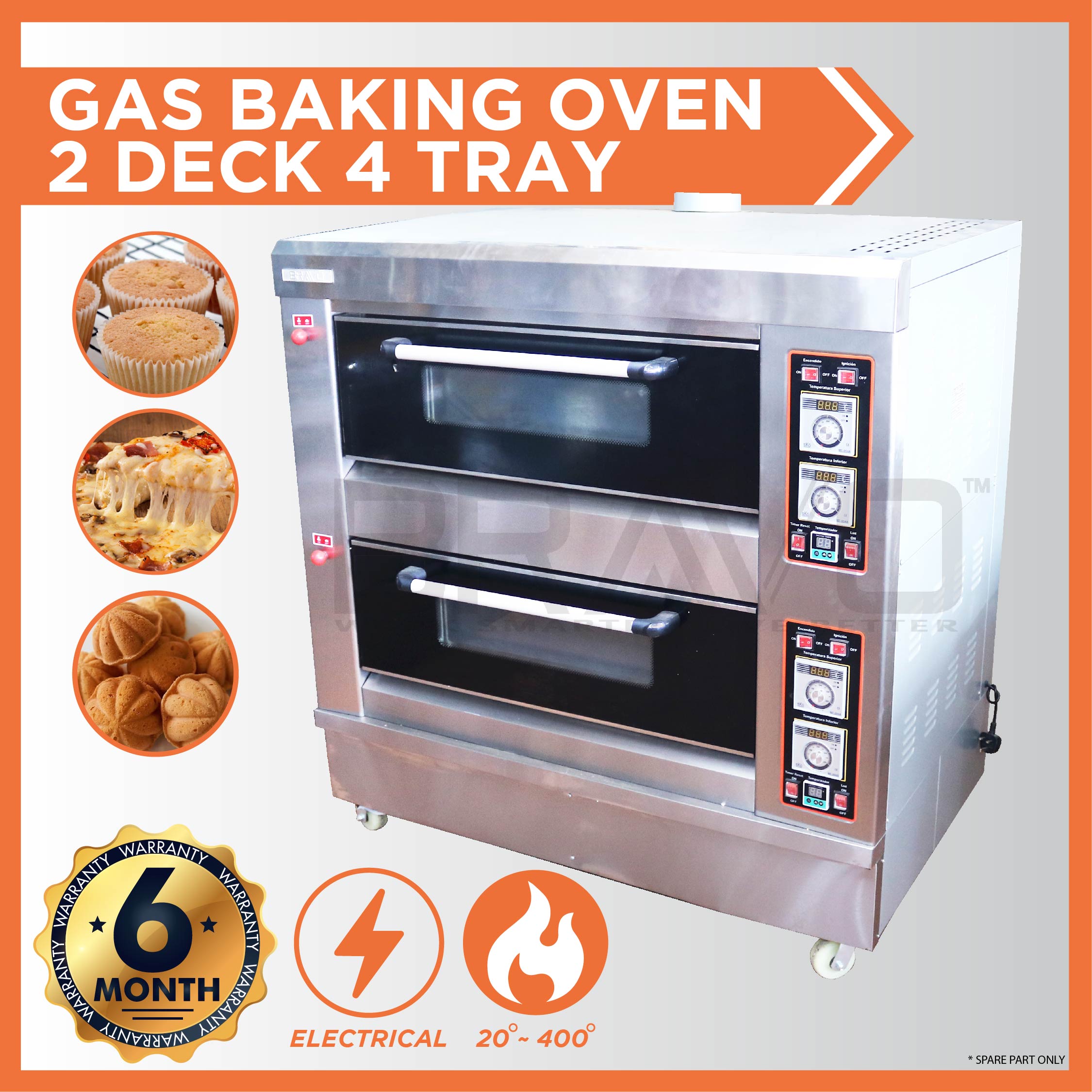 Bravo Gas Baking Oven With Digital Controller 2 Deck 4 Tray Commercial Use   3iGsP4Ac1675132546 